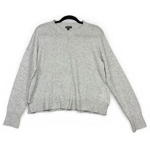 MINNIEROSE Cashmere Sport Crew Sweater Womens M Gray Pullover Classic Minimalist